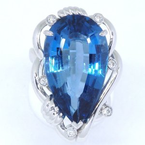 Pt900 プラチナ　ブルートパーズ 20.62ct　ダイヤモンド 0.13ct　大粒 指輪　ソーティング　中古　美品　新品仕上済　ジュエリー　ダイヤ　リング　質屋　11月誕生石