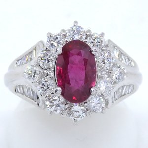 Pt900 プラチナ　ルビー 1.64ct　ダイヤモンド1.64ct　指輪　ソーティング付　中古　美品　新品仕上済　レディース　ジュエリー　ダイヤ　リング　質屋　7月誕生石