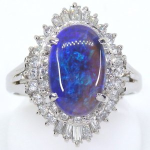 Pt900 プラチナ ブラックオパール 2.01ct　ダイヤモンド 0.73ct　指輪 鑑別書付　中古　美品　新品仕上済　レディース　ジュエリー　ダイヤ　リング　質屋 10月誕生石