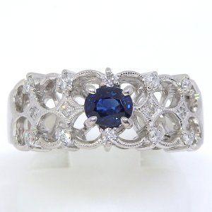 Pt900 プラチナ サファイア 0.48ct ダイヤモンド 0.17ct 指輪　中古　美品　新品仕上済　レディース　ジュエリー　ダイヤ　リング　質屋 9月誕生石