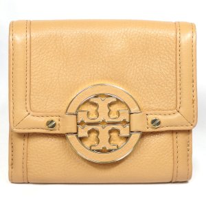 【TORY BURCH】トリーバーチ　二つ折り 財布　中古　美品　ブランド小物　レザー　レディース　Wホック パスポケット　ベージュ　質屋