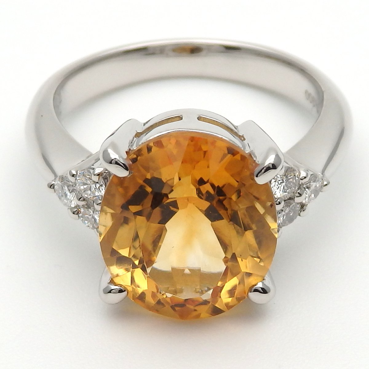 画像3: Pt900 プラチナ シトリン 4.88ct 　ダイヤモンド 0.22ct　指輪　ソーティング付　中古　美品　新品仕上済　レディース　ダイヤ　ジュエリー　シトリントパーズ　　黄水晶　リング　質屋　11月誕生石