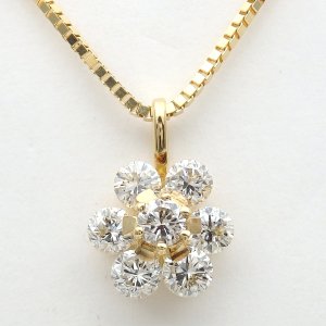 K18 ゴールド　ダイヤモンド 1.00ct　ペンダント付ネックレス　中古　美品　レディース　ジュエリー　ダイヤ 　1カラット　フラワー　750　ウノアエレ　ペンダント　質屋