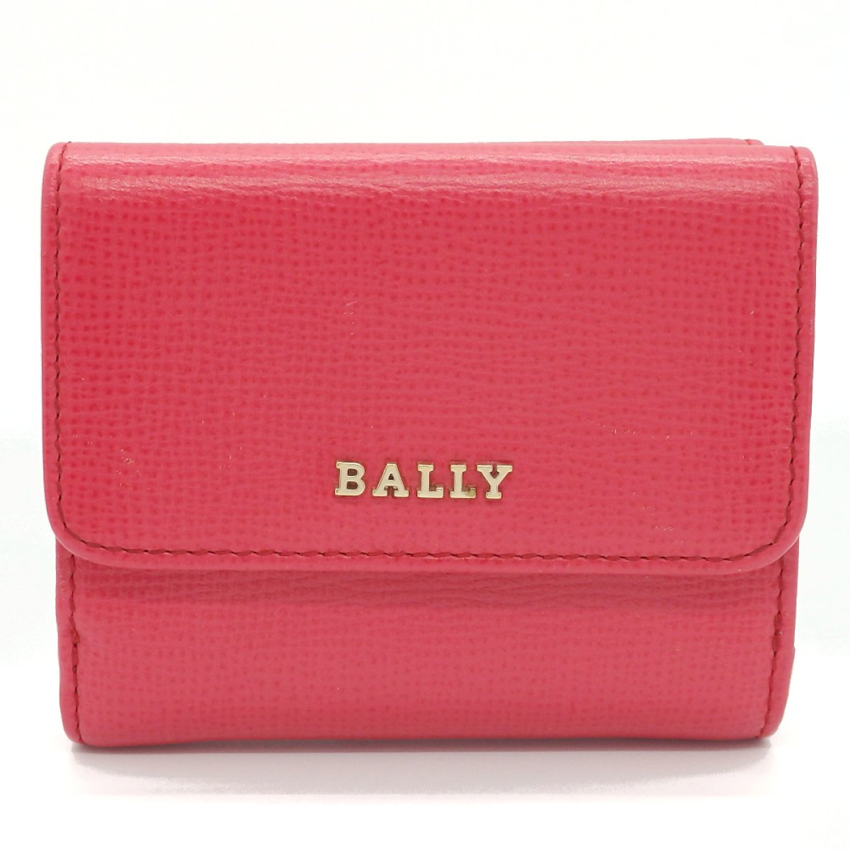 画像1: 【BALLY】バリー　コンパクト財布　三つ折り　財布 ピンク レディース　折りたたみ　レザー　 中古　美品　質屋 コンパクトサイズ　ウォレット　小銭入れ　カード　お札