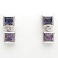 画像1: K18WG ホワイトゴールド　アイオライト・アメジスト 0.60ct×2 ダイヤモンド 0.02ct×2 ピアス　ソーティング付　中古　美品　レディース　 洗浄・消毒済　質屋 (1)