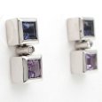 画像2: K18WG ホワイトゴールド　アイオライト・アメジスト 0.60ct×2 ダイヤモンド 0.02ct×2 ピアス　ソーティング付　中古　美品　レディース　 洗浄・消毒済　質屋 (2)