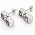 画像4: K18WG ホワイトゴールド　アイオライト・アメジスト 0.60ct×2 ダイヤモンド 0.02ct×2 ピアス　ソーティング付　中古　美品　レディース　 洗浄・消毒済　質屋 (4)