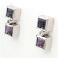 画像3: K18WG ホワイトゴールド　アイオライト・アメジスト 0.60ct×2 ダイヤモンド 0.02ct×2 ピアス　ソーティング付　中古　美品　レディース　 洗浄・消毒済　質屋 (3)