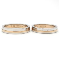 【NINA　RICCI】ニナ　リッチ　ペアリング　 Pt900 プラチナ　K18 ゴールド　ダイヤ 指輪 ブライダル ジュエリー マリッジリング　2本セット　美品　質屋　結婚