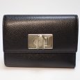 画像1: 【FURLA】フルラ　ターンロック　1927　コンパクト　三つ折り財布　ブラック　レザー　PCW4ACO ARE000 布袋　箱　ウォレット　革　ネロ　中古　美品　質屋 (1)