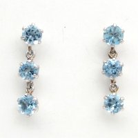 Pt900 プラチナ　アクアマリン　0.260ct×2　ピアス　トリロジー　ソーティング付　サンタマリアカラー　新品同様　中古　美品　レディース　ジュエリー　揺れるピアス　3月誕生石　プレゼント 質屋