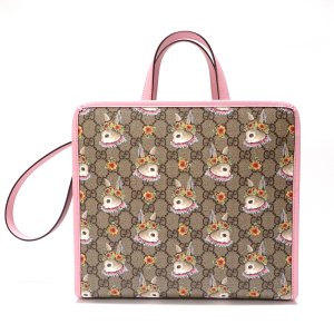 【GUCCI】 グッチ　ヒグチユウコ 　チルドレンズ 　ラビット　GGスプリーム 2WAYバッグ 　630542 バッグ　PVC　中古　美品　イタリー　ITALY　トート　ショルダー　レディース　うさぎ ヒグチユウココラボ　肩掛け　質屋