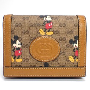 【GUCCI】 グッチ　ディズニーコラボ　GGカードケース　コイン＆紙幣入れ付き　ブラウン　602534　コンパクト　GGスプリーム　DISNEY×GUCCI　ミッキーマウス　レディース　ウォレット　中古　美品　質屋　財布