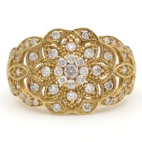 K18 ゴールド ダイヤモンド 0.50ct 指輪　フラワー　花　中古　美品　ジュエリー リング　ダイヤ　レディース　アクセサリー 　ゴージャス　4月誕生石　質屋