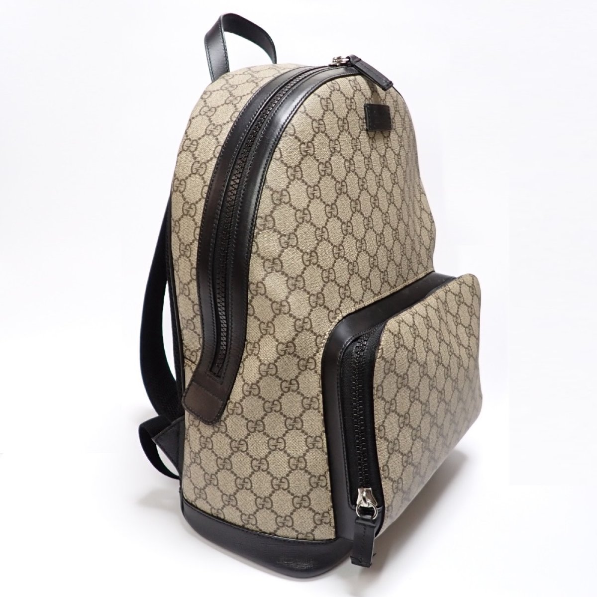 画像2: 【GUCCI】 グッチ　バックパック　406370　GGスプリーム　レザー　リュック　中古　ITALY　イタリー　バッグ　メンズ　レディース　大きめ　GG　黒　ベージュ　旅行　タブレット　デイパック　美品　質屋