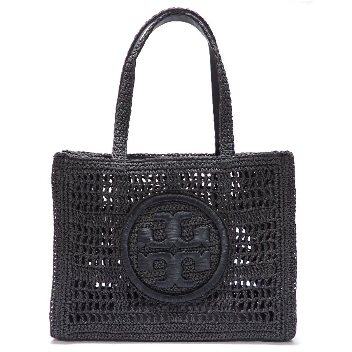 画像1: 【TORY　BURCH】トリーバーチ　エラ ハンドクロシェ スモールトート　バッグ　 158040　レディース　ブラック　ペーパーストローラフィア　黒　手編み　中古　美品　質屋