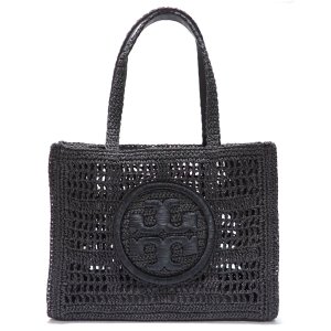 【TORY　BURCH】トリーバーチ　エラ ハンドクロシェ スモールトート　バッグ　 158040　レディース　ブラック　ペーパーストローラフィア　黒　手編み　中古　美品　質屋