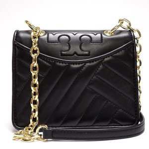 【TORY　BURCH】トリーバーチ　アレクサ　ミニチェーンショルダー　バッグ　50646　レディース　ブラック　斜め掛け　ポシェット　TORY BURCH　ゴールドカラーチェーン 　黒　コンパクト　中古　美品　質屋