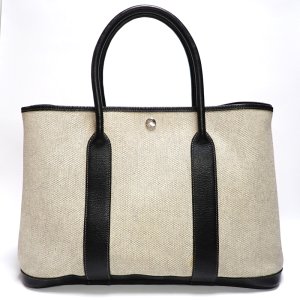 【HERMES】エルメス ガーデンパーティPM　キャンバス　レザー　トートバッグ　中古　Ｉ刻印（2005年頃）　バッグ　レディース　メンズ　トート　A4サイズ収納　通勤通学　質屋