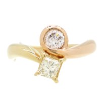 K18YG イエローゴールド　ダイヤモンド 0.50ct　指輪 　中古　美品　レディース　ジュエリー　ダイヤ　リング　4月誕生石　アクセサリー　プリンセスカット　ブリリアンカット　質屋