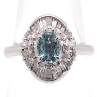 Pt900 プラチナ　アレキサンドライト 0.36ct　ダイヤモンド 0.45ct 　指輪 　ソーティング付　中古　美品　アレキ　ダイヤ　レディース　ジュエリー　リング　天然クリソベリル　質屋