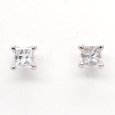 画像1: Pt900 プラチナ　ダイヤモンド 0.54ct　ピアス　角ダイヤ　プリンセスカット　中古　美品　 洗浄・消毒済　質屋　ジュエリー　レディース　 ダイヤ　4月誕生石 (1)