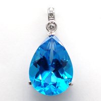 Pt900　プラチナ　ブルートパーズ 13.10ct ダイヤモンド 0.08ct ペアシェイプ　 ペンダント　トップ　ジュエリー　ダイヤ　中古　美品　レディース　アクセサリー　ブルー　11月誕生石　質屋