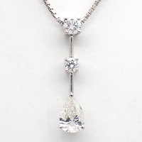 Pt900 プラチナ　ダイヤモンド　0.446ct　0.21ct　ペンダント付ネックレス　 中古　美品　レディース　ペアシェイプ　ブリリアン　３個石　ペンダント　ジュエリー　ダイヤ　質屋　4月誕生石