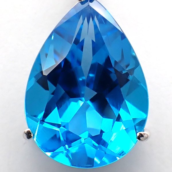 画像3: Pt900　プラチナ　ブルートパーズ 13.10ct ダイヤモンド 0.08ct ペアシェイプ　 ペンダント　トップ　ジュエリー　ダイヤ　中古　美品　レディース　アクセサリー　ブルー　11月誕生石　質屋