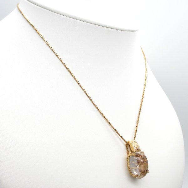 画像5: K18　ゴールド　イエローゴールド　ルチルクオーツ 14.78ct　針入り水晶　ダイヤモンド 0.14ct　ペンダントトップ 　クオーツ　中古　美品　トップのみ　 ペンダント　アクセサリー　ジュエリー　レディース　ダイヤ　質屋
